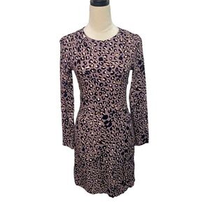 H&M lavender long sleeve leopard print sheath dress Size 4